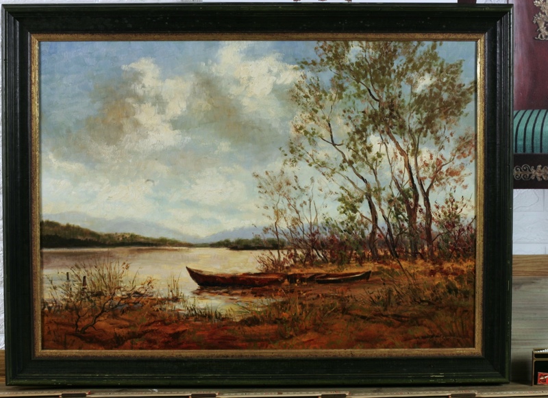 Gramm Gemälde älter Boot See Impressionist Chiemsee