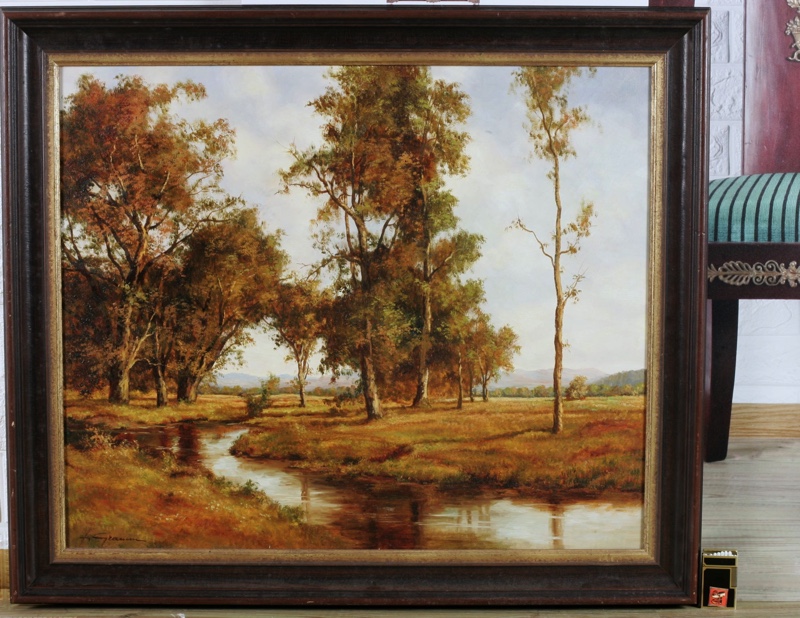 Gramm Gemälde älter Landschaft Fluß Impressionist Chiemsee