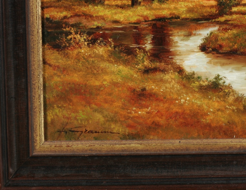Gramm Gemälde älter Landschaft Fluß Impressionist Chiemsee