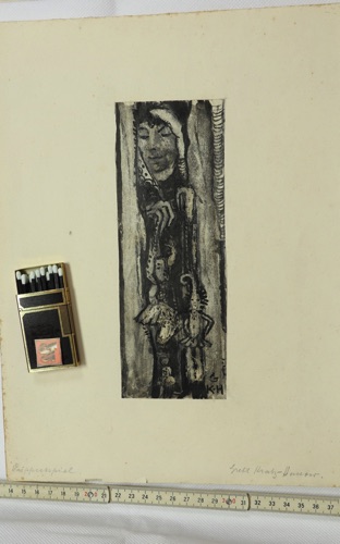 Gretl Kratz Hanow 4xMalerei antik Art Deco Puppenspiel Portraits