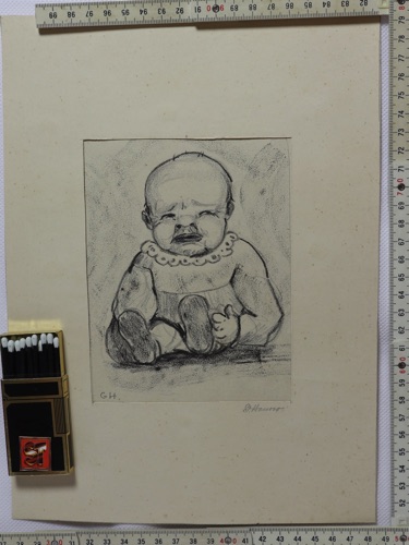 Gretl Kratz Hanow Zeichnug antik Baby Kind Karikatur