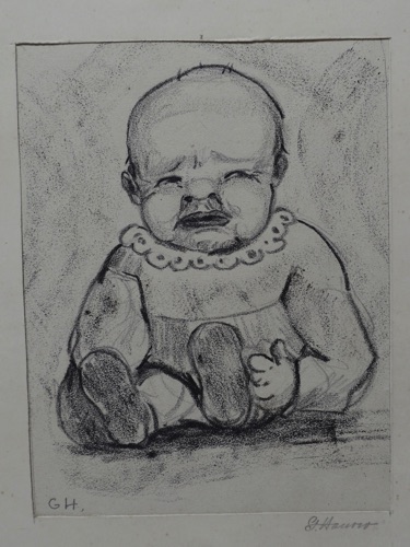 Gretl Kratz Hanow Zeichnug antik Baby Kind Karikatur