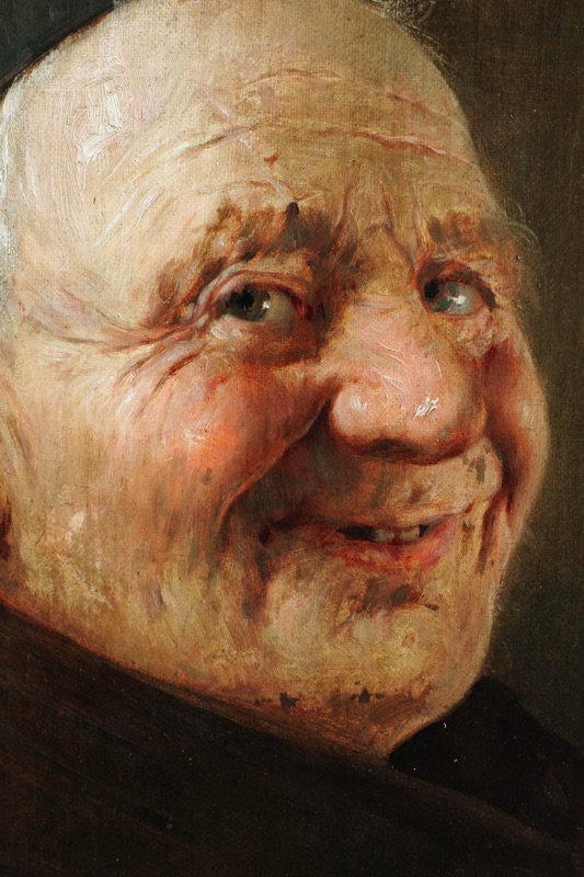 Gustav Adolf Krauscke antikes Ölgemälde Portrait Mönch
