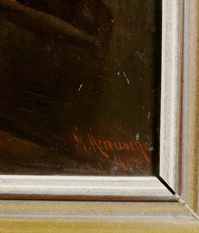 Gustav Adolf Krauscke antikes Ölgemälde Portrait Mönch