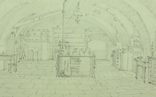Gustav Friedrich von Hetsch Zeichnung antik Kücheninterieur Küche Interieur