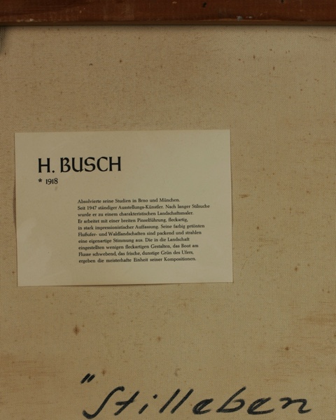 H Busch Ölgemälde älter Stillleben blaue Vase