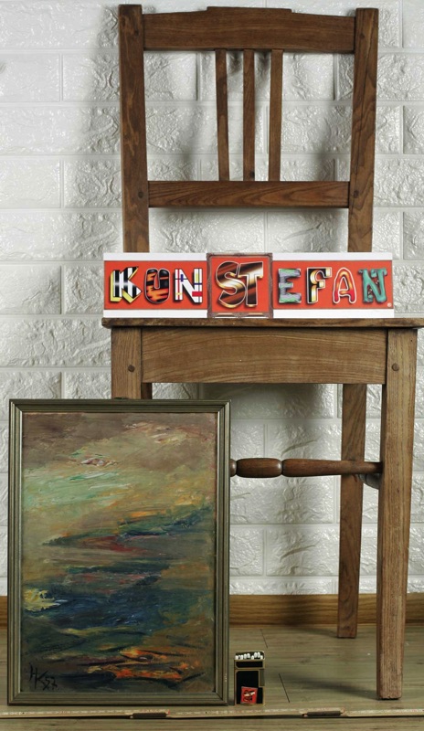 H K Monogramm Ölgemälde abstrakt Komposition 1957