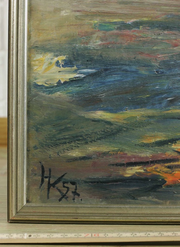 H K Monogramm Ölgemälde abstrakt Komposition 1957