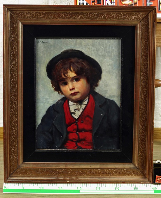 H R Kaesen Ölgemälde antik Portrait Junge