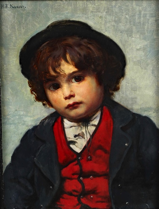 H R Kaesen Ölgemälde antik Portrait Junge