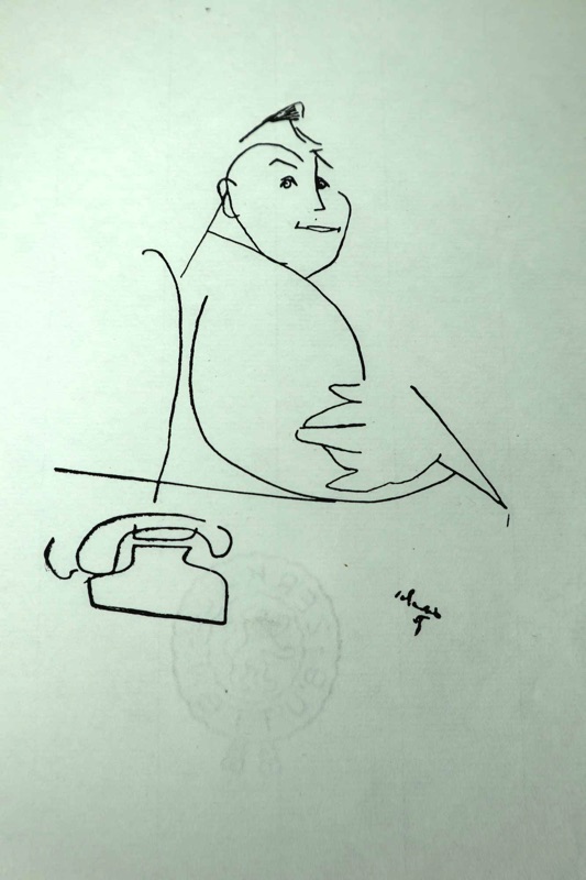Hans Christoph Schmolck drei Tusche Zeichnungen Karikaturen Politiker