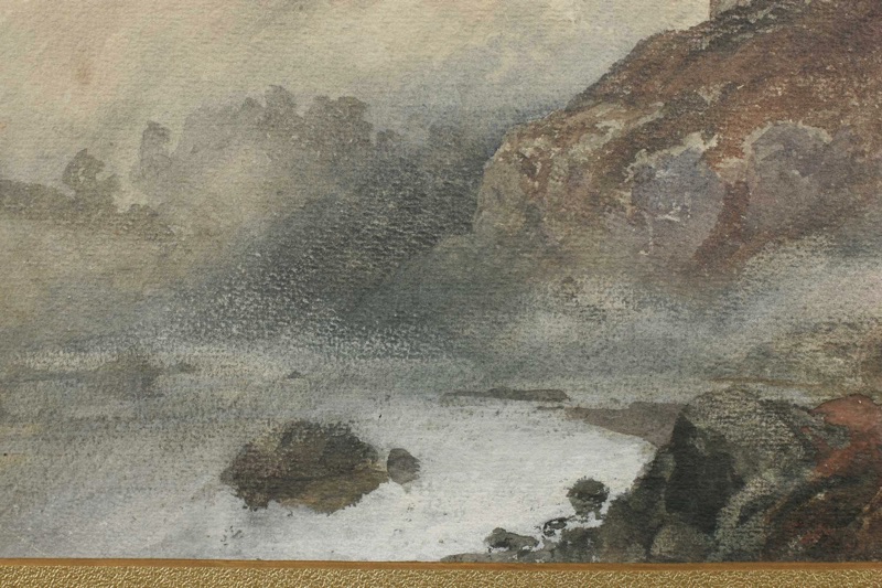 Hans Fredrik Gude antikes Aquarell Lledr Valley Wales
