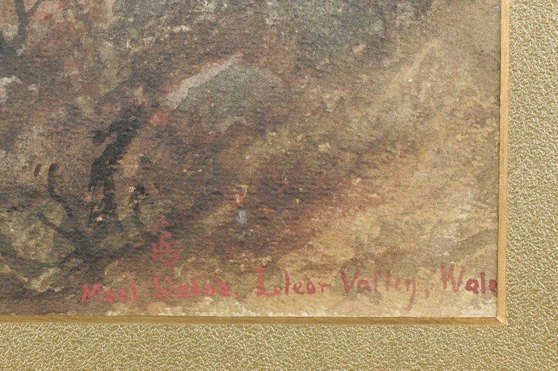 Hans Fredrik Gude antikes Aquarell Lledr Valley Wales