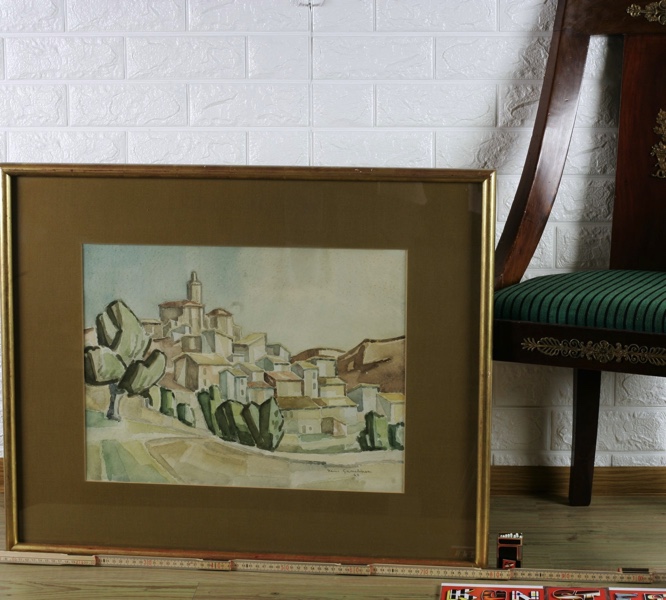 Hans Gassebner Aquarell 1962 Stadtansicht Cadaques