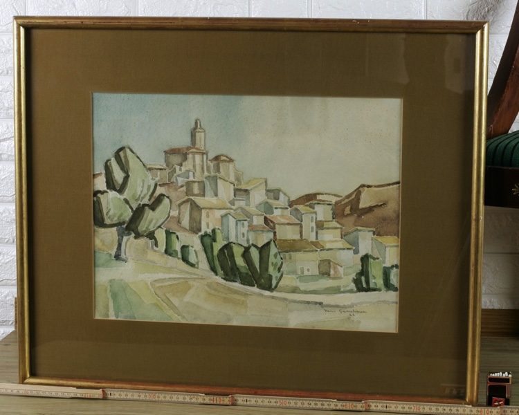 Hans Gassebner Aquarell 1962 Stadtansicht Cadaques