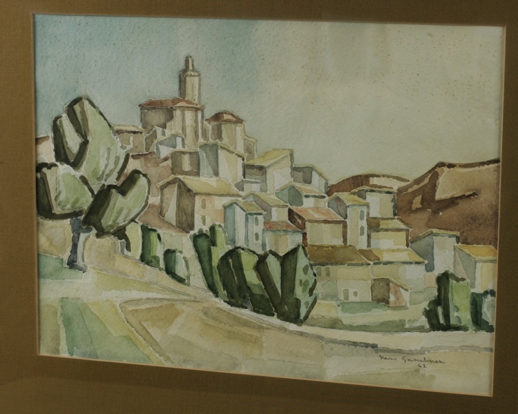 Hans Gassebner Aquarell 1962 Stadtansicht Cadaques