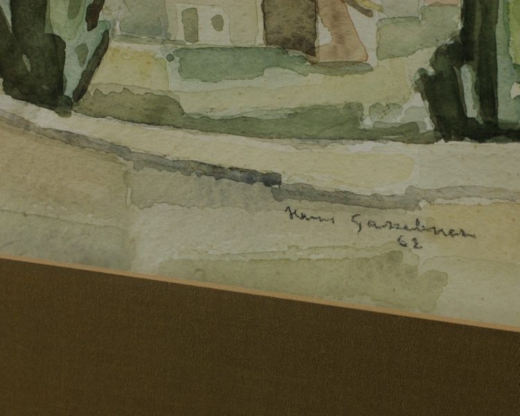 Hans Gassebner Aquarell 1962 Stadtansicht Cadaques