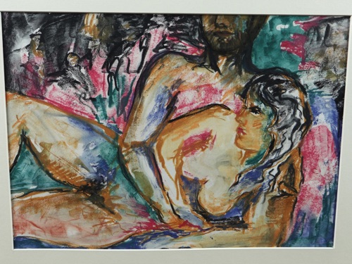 Hans Janoli Aquarell älter Akt Mann Frau