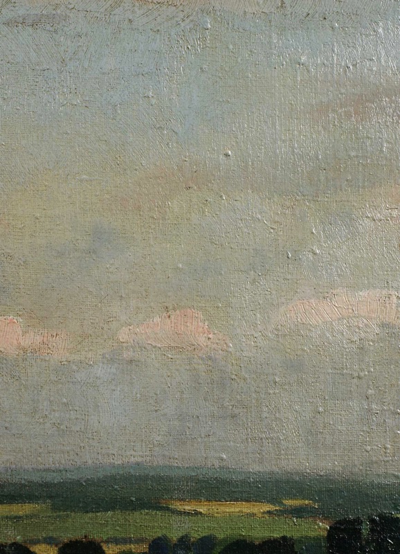 Hans Ludwig Fischer antikes Ölgemälde 1927 Dorf Nienburg