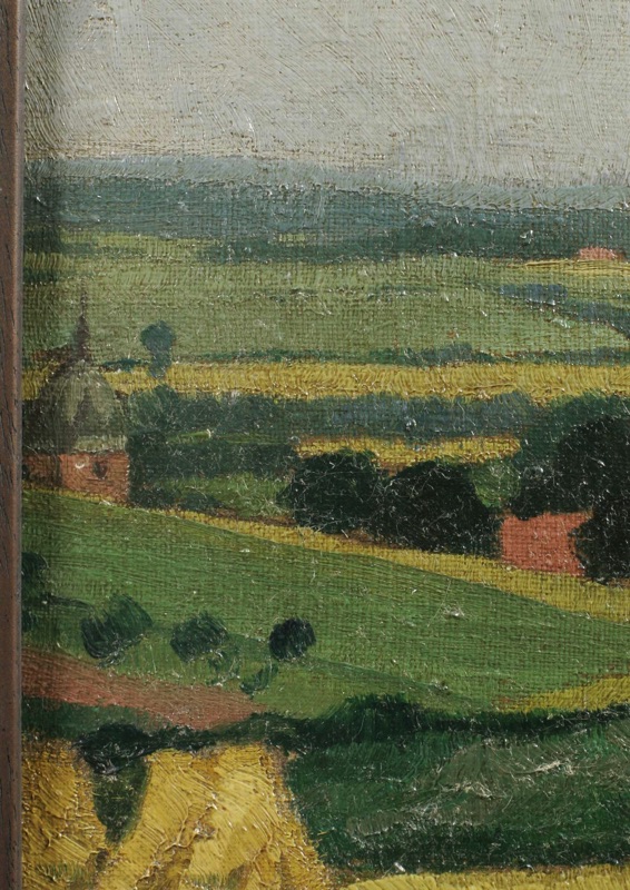 Hans Ludwig Fischer antikes Ölgemälde 1927 Dorf Nienburg