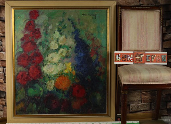 Hans Nowak Ölgemälde Blumen 1968