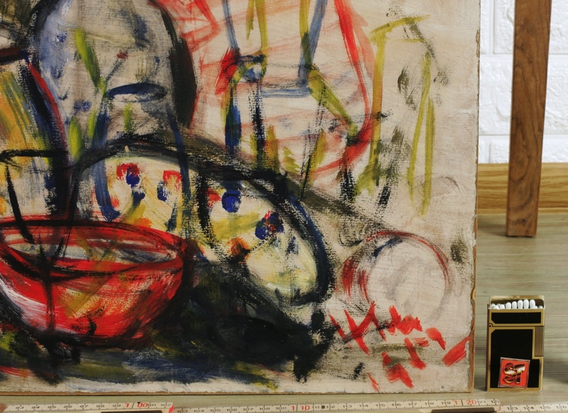 Hans Schad Ölgemälde 1952 Gläser Flaschen Stillleben