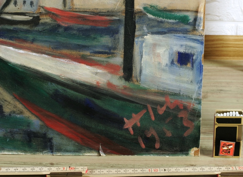 Hans Schad Ölgemälde 1953 Stadt Hafen