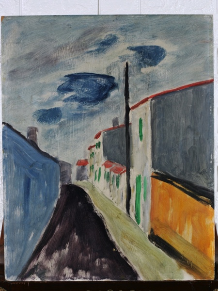 Hans Schad Ölgemälde 1954 Strasse in La Brée