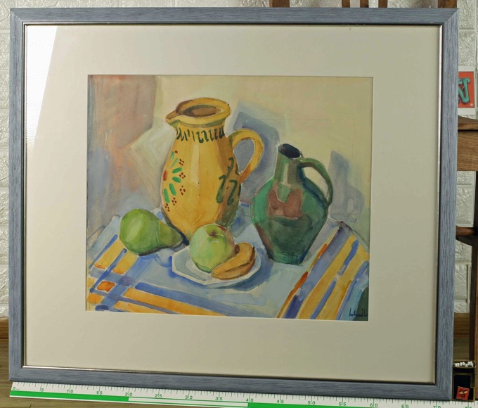 Hans Scheil 1896 1989 Aquarell Stillleben Obst Krug