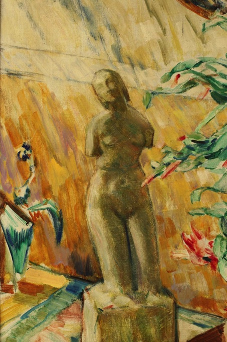 Hans Völcker Ölgemälde antik Stillleben Kaktus Statue expressiv
