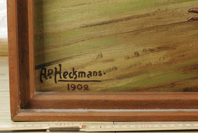 Heckmans Ölgemälde antik 1902 Taube Brieftaube