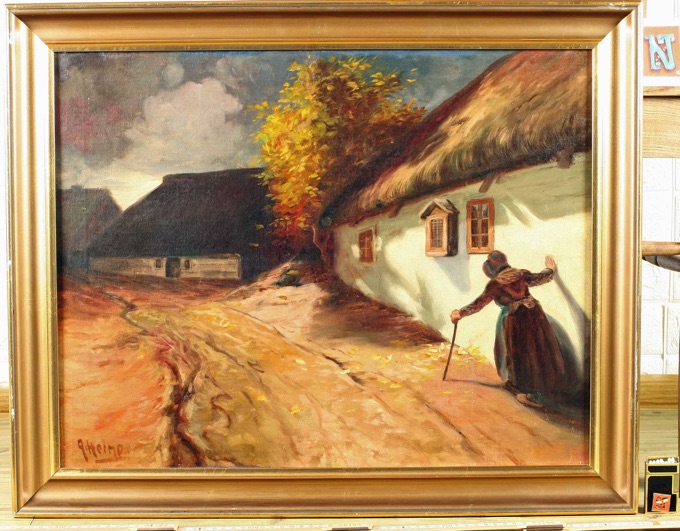Heimerl Ölgemälde antik Frau Haus