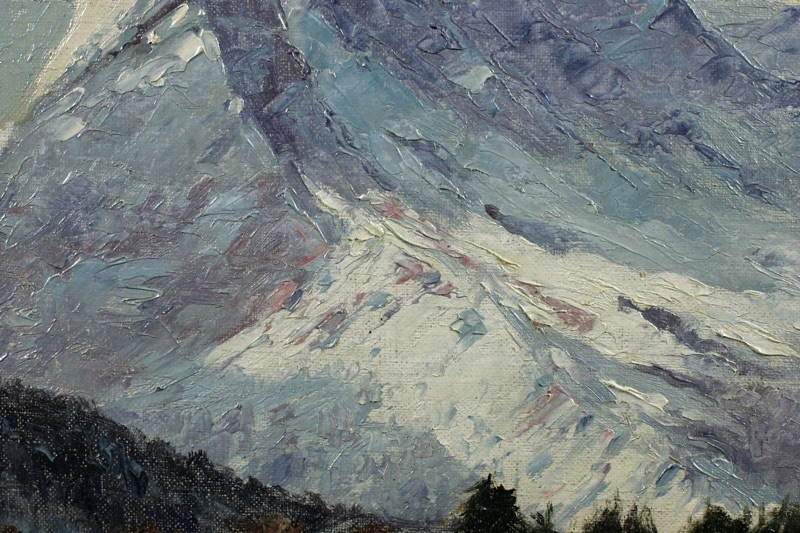 Heinrich Baakes antikes Ölgemälde Alpen Schnee