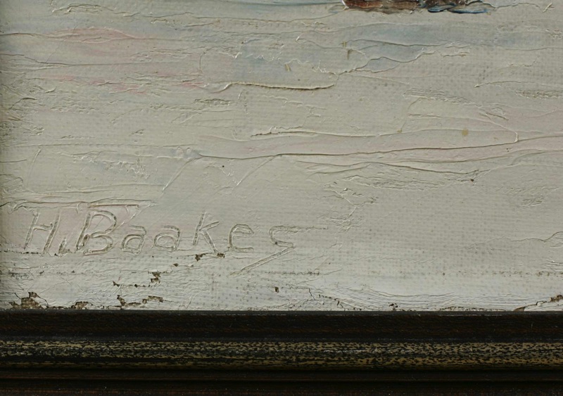 Heinrich Baakes antikes Ölgemälde Alpen Schnee