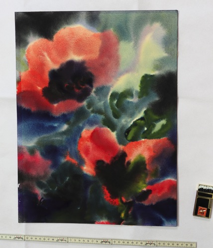 Heinrich Schneider Kerbstatt Aquarell Mohn Blüten expressiv