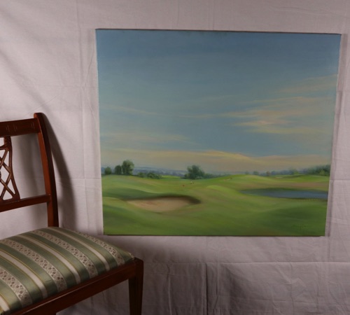 Heinz Jürgen Menzinger Ölgemälde Golf Golfplatz 90x80cm