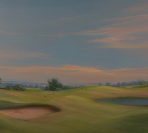 Heinz Jürgen Menzinger Ölgemälde Golf Golfplatz