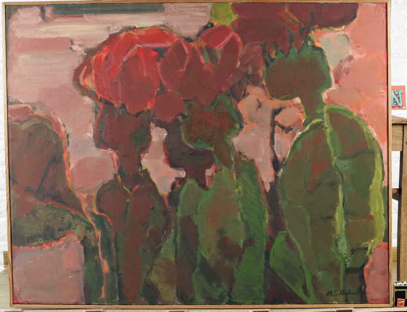 Helena Cyganska Walicka Ölgemälde 4 Figuren abstrakt 1978 Walter Scheel