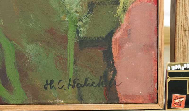 Helena Cyganska Walicka Ölgemälde 4 Figuren abstrakt 1978 Walter Scheel