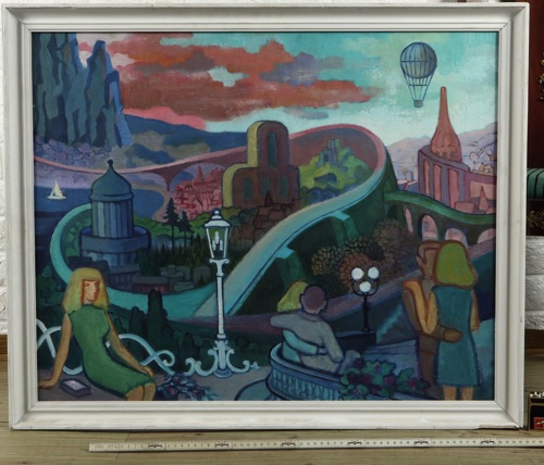Helmut Tamm Ölgemälde Traumlandschaft 1954