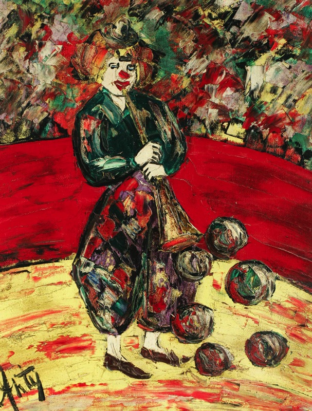 Henry D Anty Ölgemälde Clown Zirkus Manege