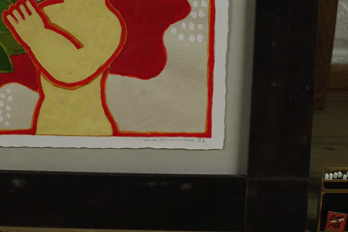 Herbert Schneider Aquarell 1982 Figuren Trompeten