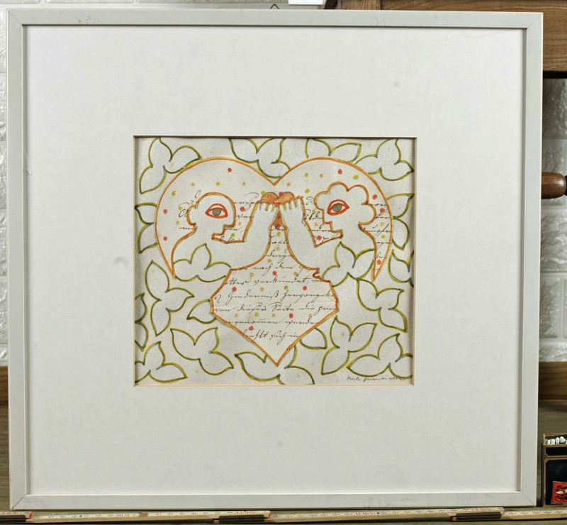 Herbert Schneider Aquarell Collage Paar