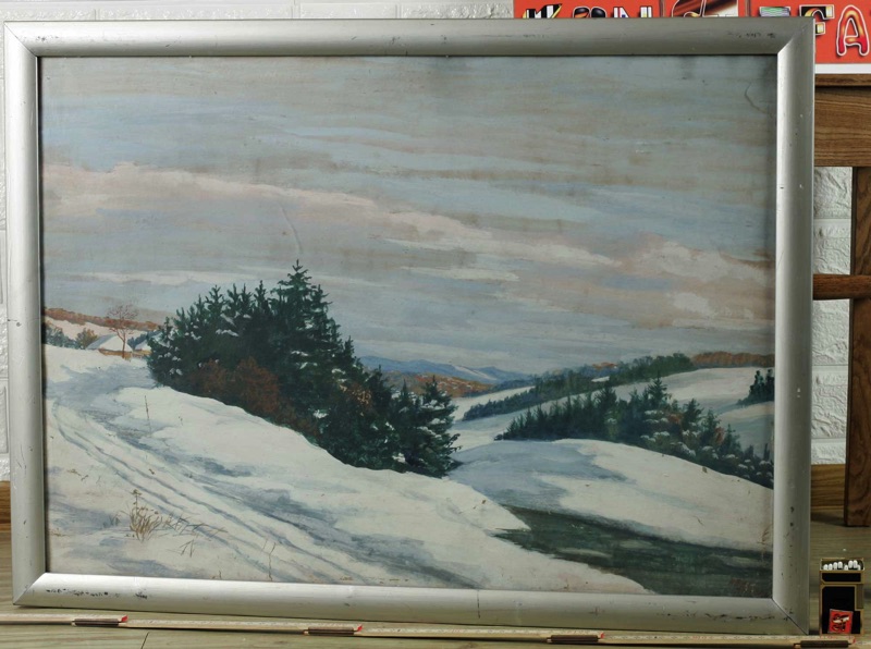 Hermann Ritter antike Gouache Winter Landschaft Schwarzwald
