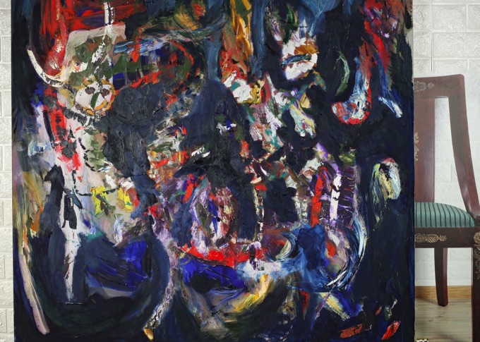 Herwig Rumpl 1975 2012 Grossformat Ölgemälde 110 100cm abstrakt von 2005
