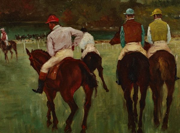 Hoffman Ölgemälde Jockeys Pferderennen