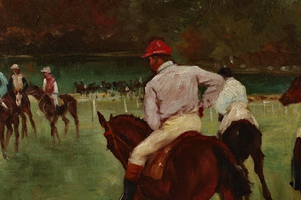 Hoffman Ölgemälde Jockeys Pferderennen
