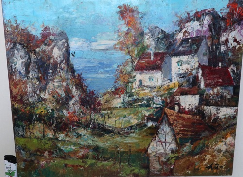 Hu Ölgemälde expressiv Dorf