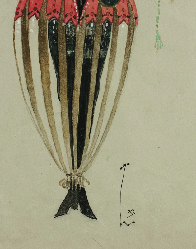 Hugh Willoughby antiker Kostümentwurf Gouache