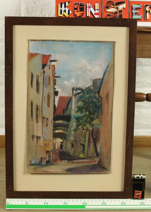 Hugo von Preen Pastell antik Stadt Gasse